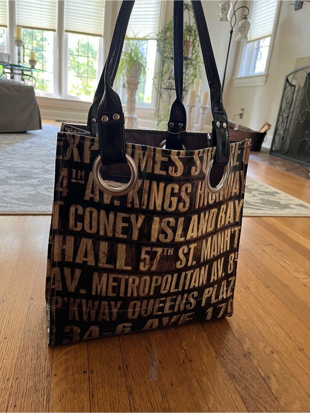 Vintage Canvas NYC Tim Holtz Tote Text-Print Tote in Brown and Black